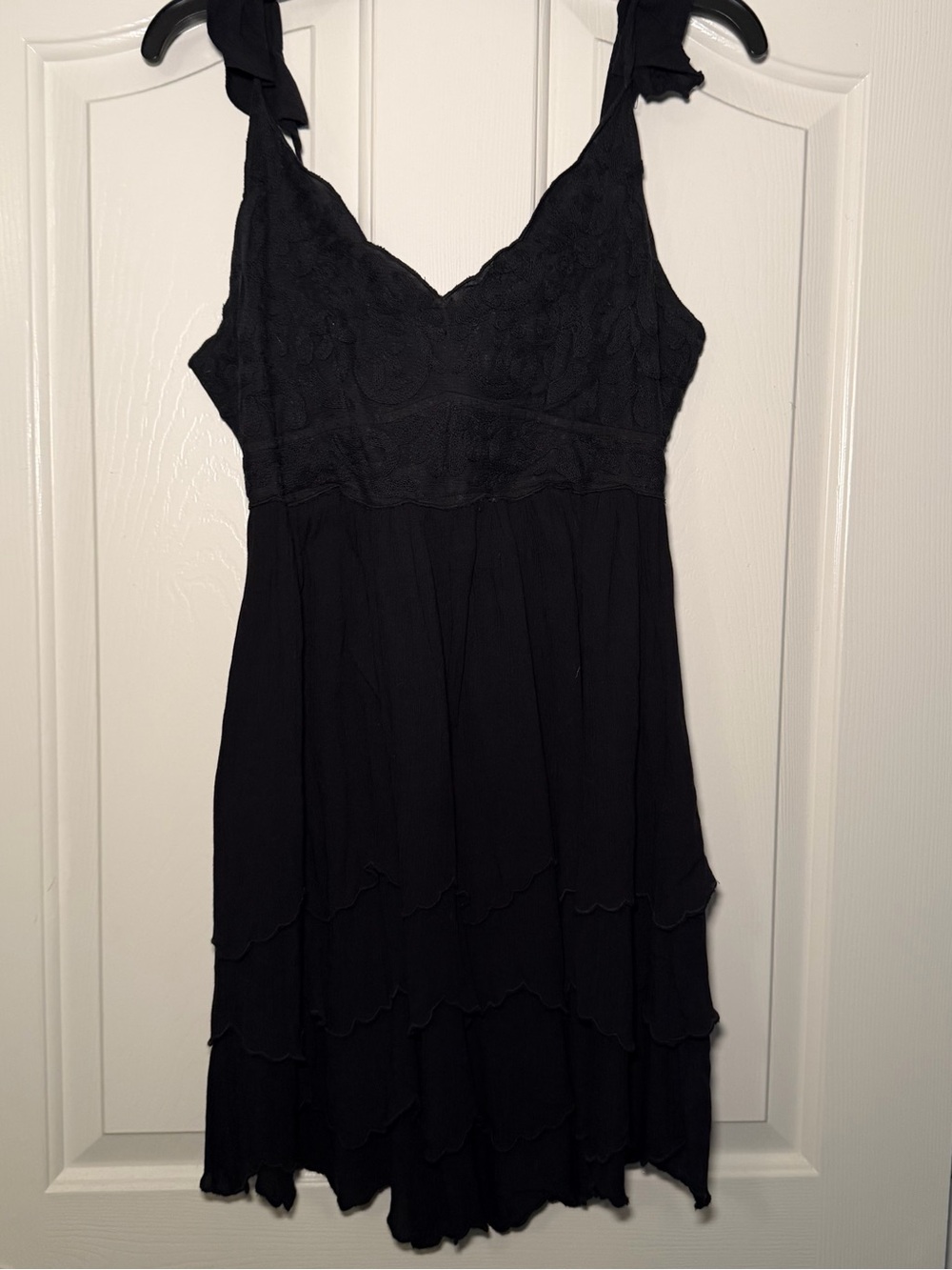 Shyanne Black Lace Bodice Tiered Mini Dress